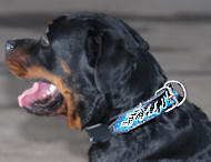 Leather dog collar - Hand painted by our artists - blue-FLAMES Leather dog collar - Hand painted by our artists - blue-FLAMES