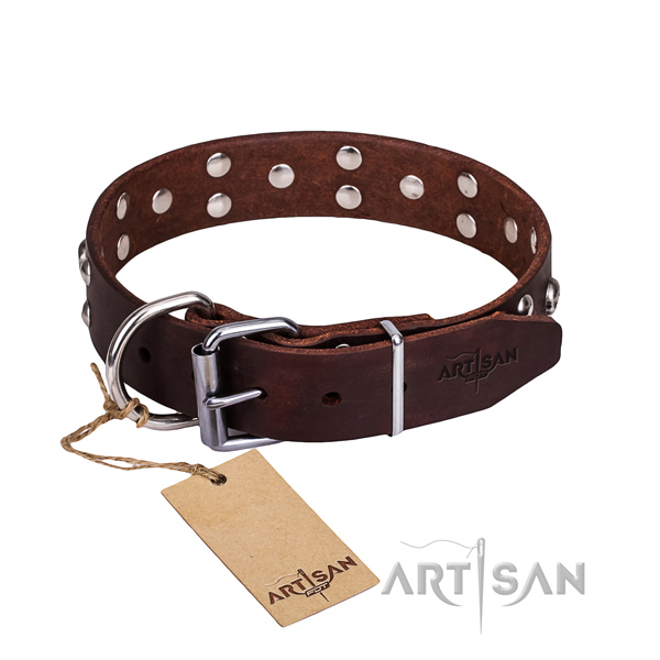 Leather dog collar with polished edges for pleasant walking