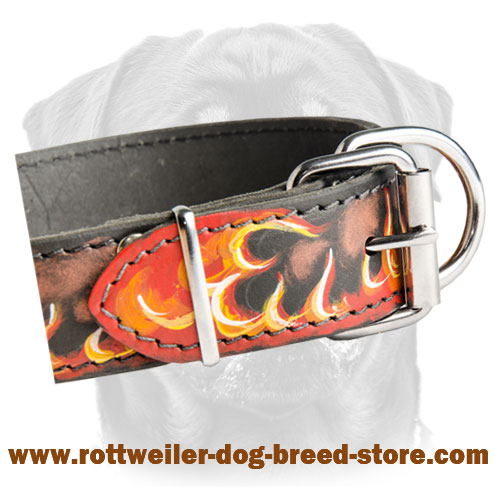 Buy Designer Cane Corso Dog Collar, Flames Painted