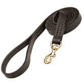 Leather dog leash stitched - 6 foot dog leash