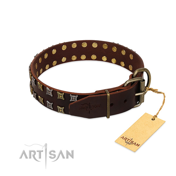High quality leather dog collar handcrafted for your dog