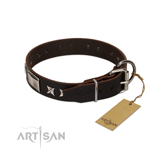 Awesome collar of natural leather for your beautiful canine