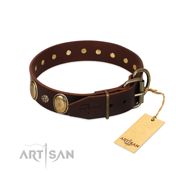 Comfy wearing flexible leather dog collar