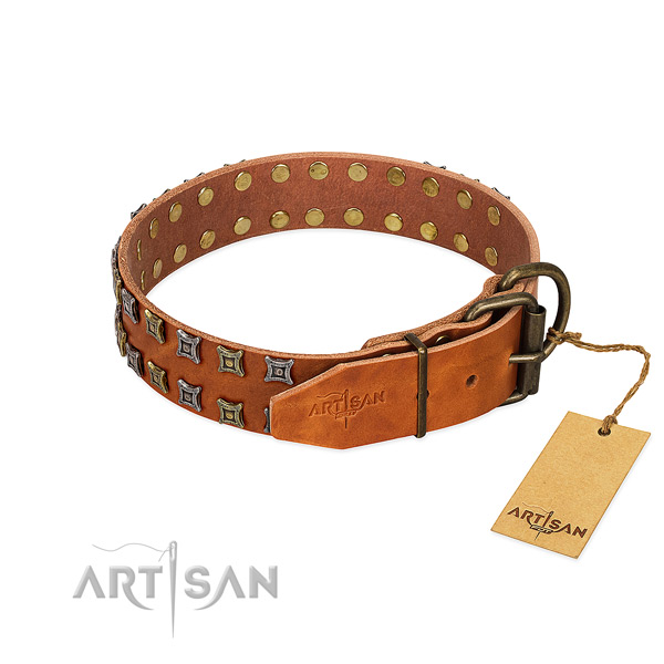 Top rate full grain leather dog collar handcrafted for your canine
