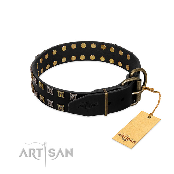 Best quality full grain leather dog collar made for your doggie