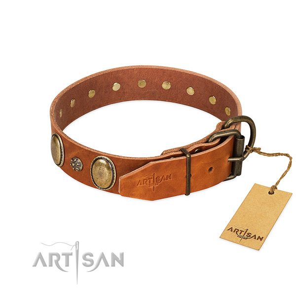 Easy wearing soft to touch genuine leather dog collar